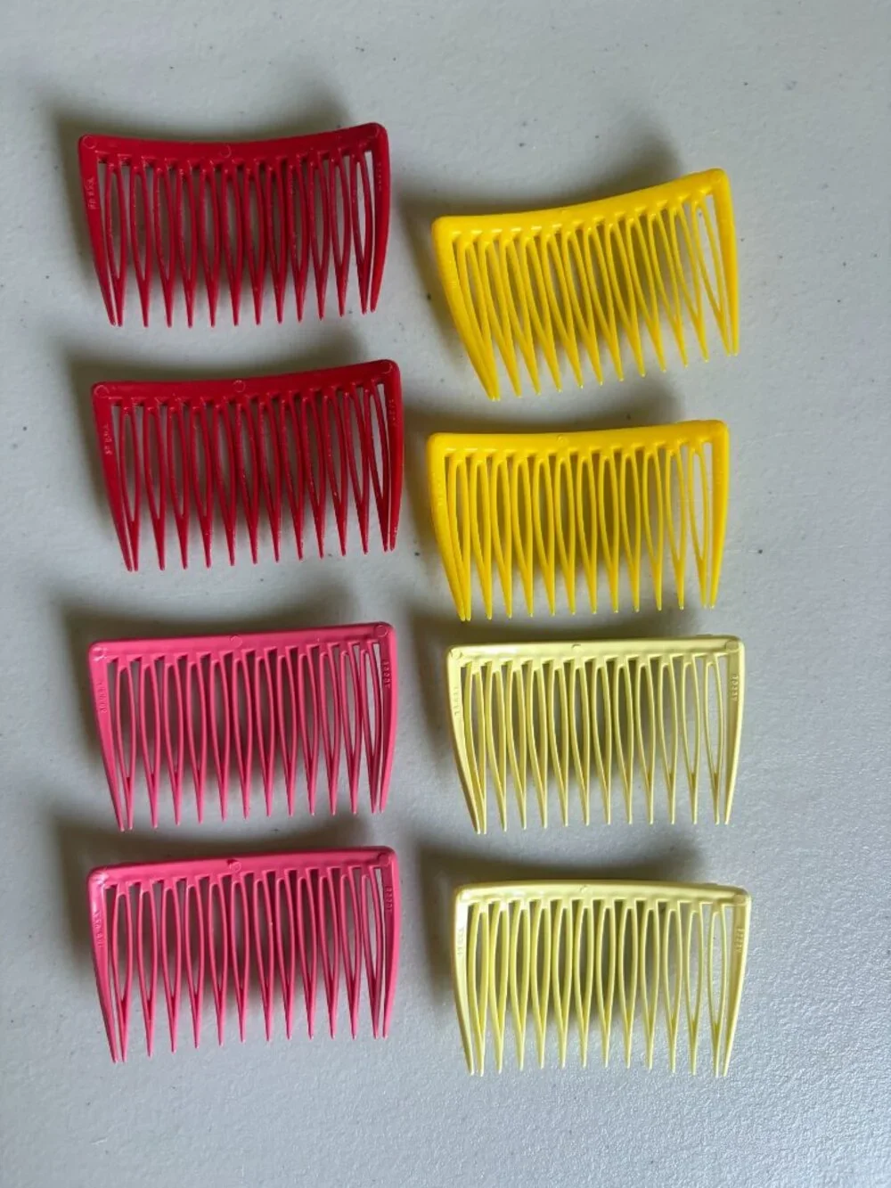 4 Sets 8 Total Vintage 1980s Goody Hair Side Combs Red Pink Yellow Sunshine Bana